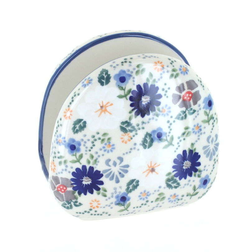 Blue Rose Polish Pottery Dots Napkin Holder