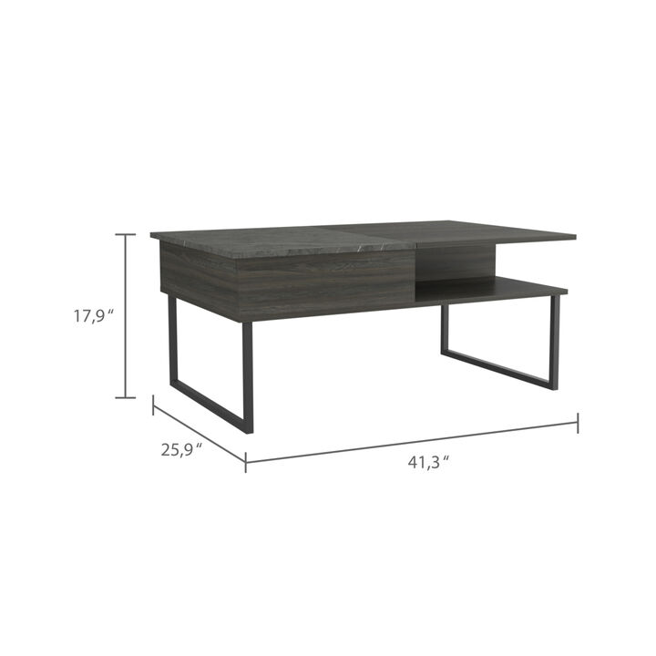 Squire 1-Shelf Lift Top Coffee Table Carbon Espresso and Onyx