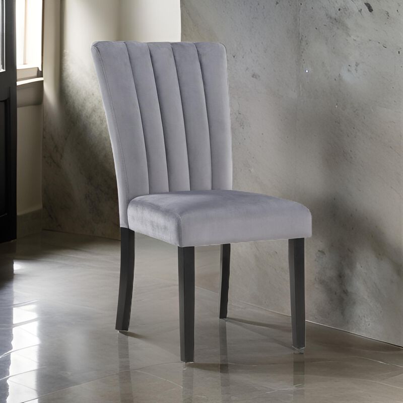 Marcus 20 Side Chair Set of 2, Fabric Upholstery, Cushioned, Black, Gray - Benzara