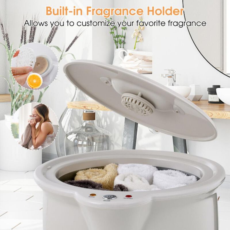 Bathroom Towel Warmer Bucket with Fragrance Holder and Auto Shut