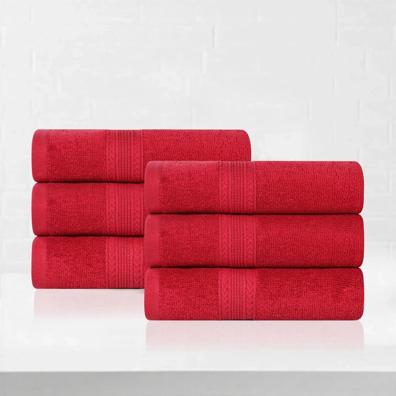 6-Piece Cotton Hand Towel Set for Bathroom and Guest Use image number 1