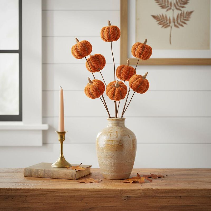 HomeRoots Set of Six Orange and Green Fall Mini Pumpkins Wreath Sprays image number 1
