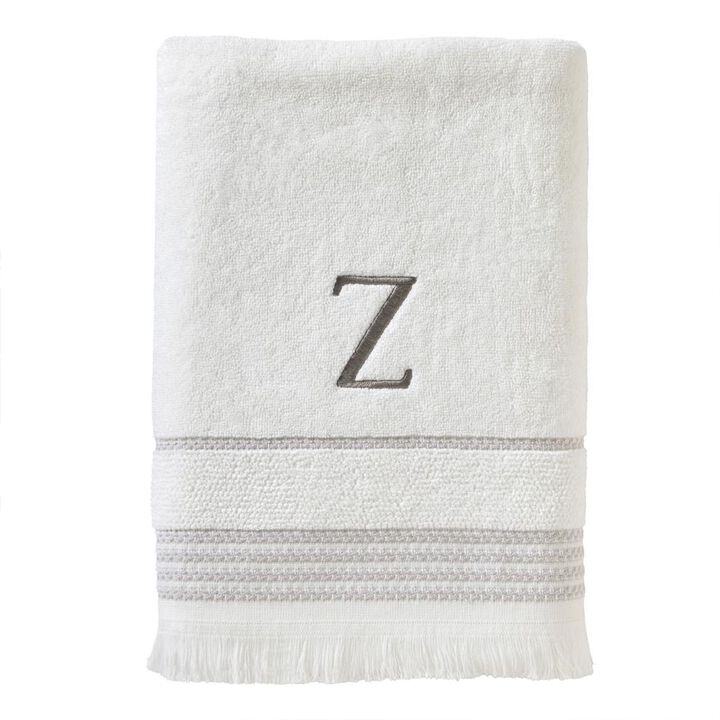 SKL Home By Saturday Knight Ltd Casual Monogram Bath Towel Z - 28X54", White