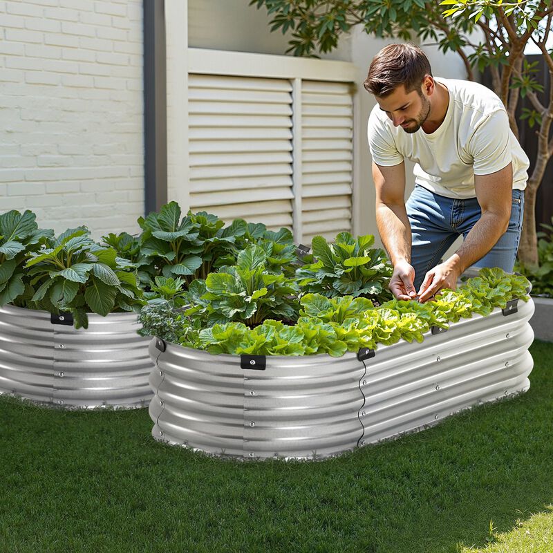 Durable Metal Planter Box for Outdoor Use, Galvanized Raised Garden Bed