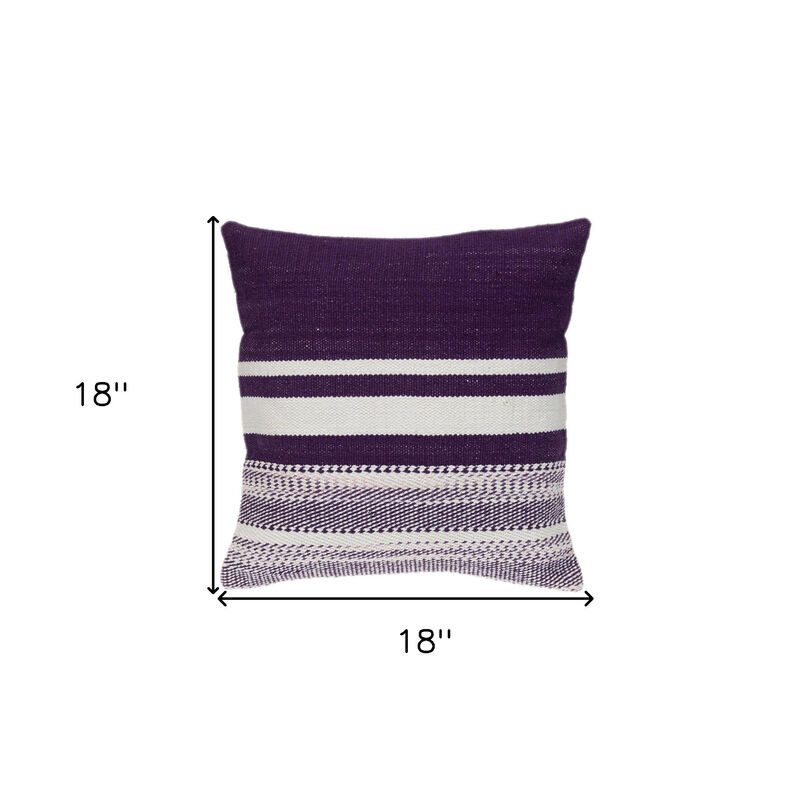 HomeRoots 18" Purple and White Cotton Throw Pillow image number 5