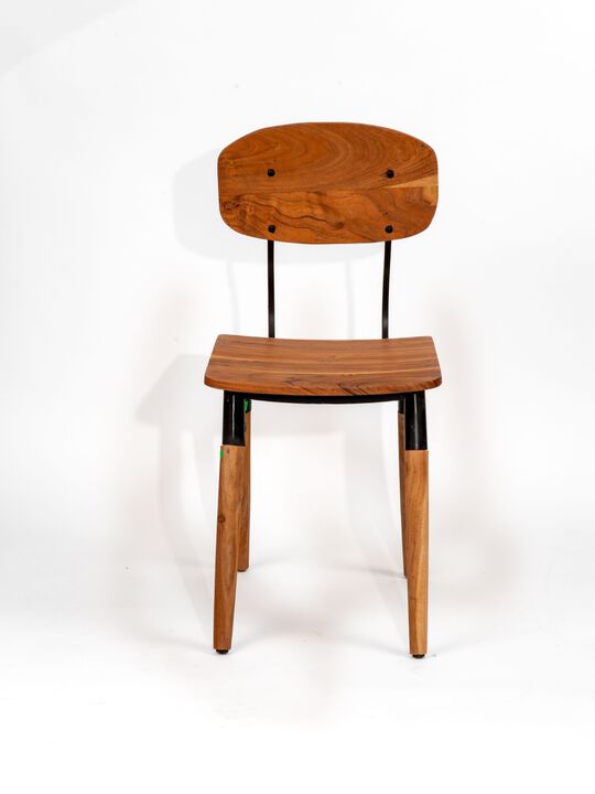 Handmade Eco-Friendly Vintage Acacia Wood & Iron Walnut Black Rectangle Chair 34"x16.5"x16" From BBH Homes