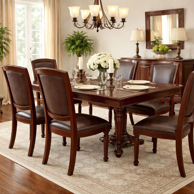 Set Of 2 Rubber Wood Traditional Dining Chair, Dark Brown image number 1