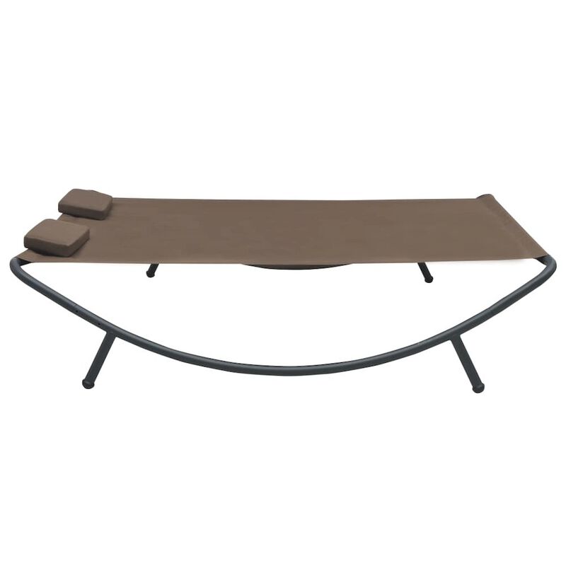 Sun Lounger Brown Oxford Fabric, Steel Double Sun Lounger