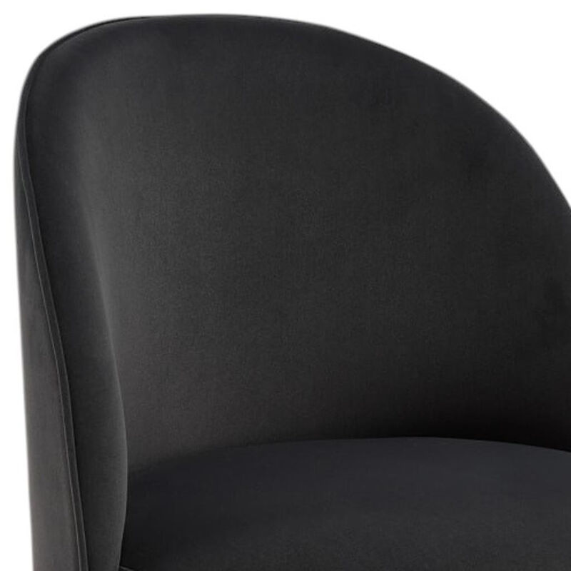 HomeRoots Black Velvet Curved Back Swivel Dining Arm Chair