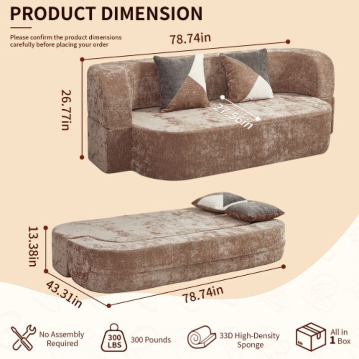 GOODSILO Convertible Eggshell Sleeper Sofa Bed with Plush Upholstery and 33D High Density Foam for Small Space Living Rooms Bedrooms Apartments