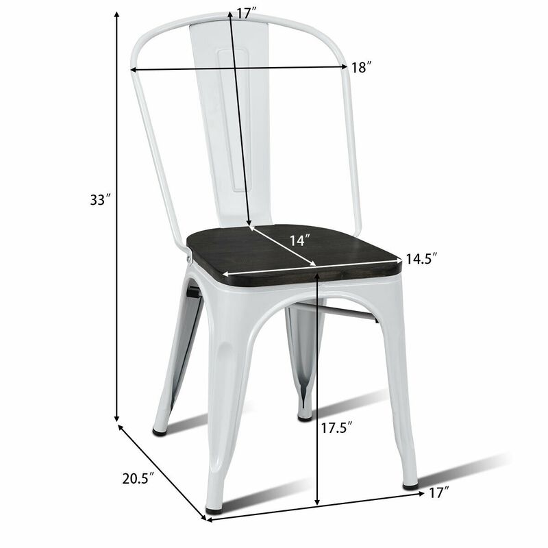 Hivvago 4 Pieces Tolix Style Metal Dining Chairs with Stackable Wood Seat image number 2