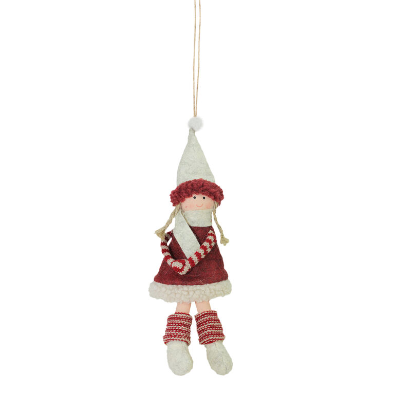 4ct Red and Gray Girls with Scarves Christmas Doll Ornaments 12" image number 4