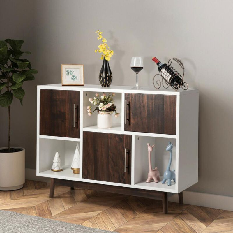 Hivvago Wood Display Sideboard Storage Cabinet with Storage Compartments