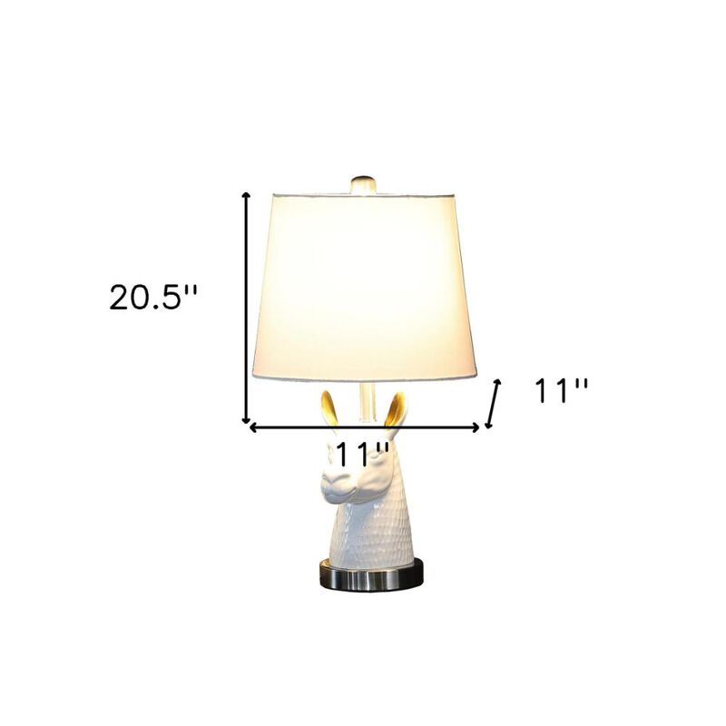 Hivvago 21" Silver Bedside Table Lamp With White Empire Shade