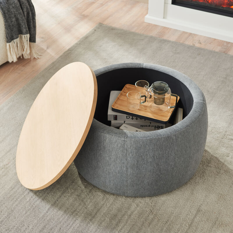 TATEUS Round Storage Coffee Table image number 5