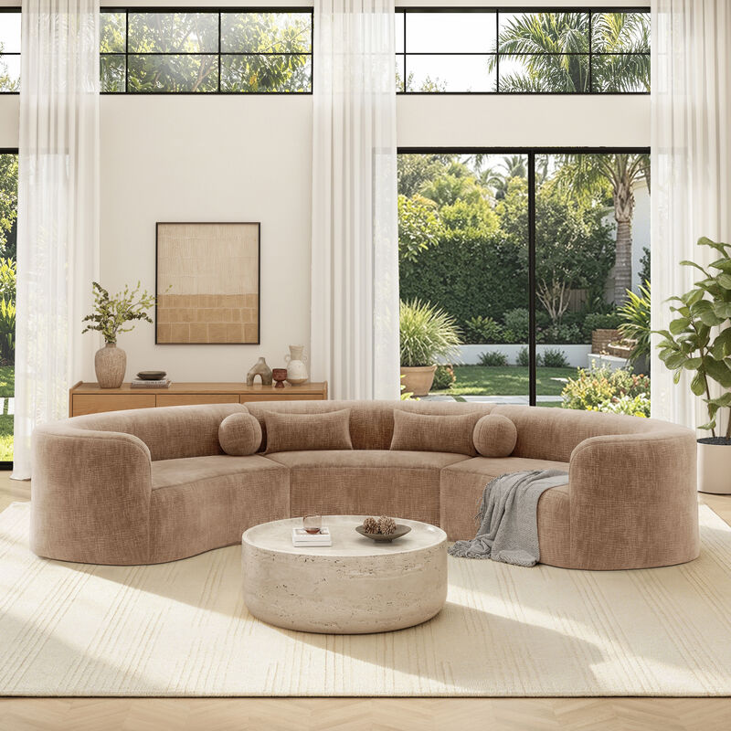 Merax Modular Sectional Sofa with Tool-Free Vacuum Compression, Chenille Fabric image number 2