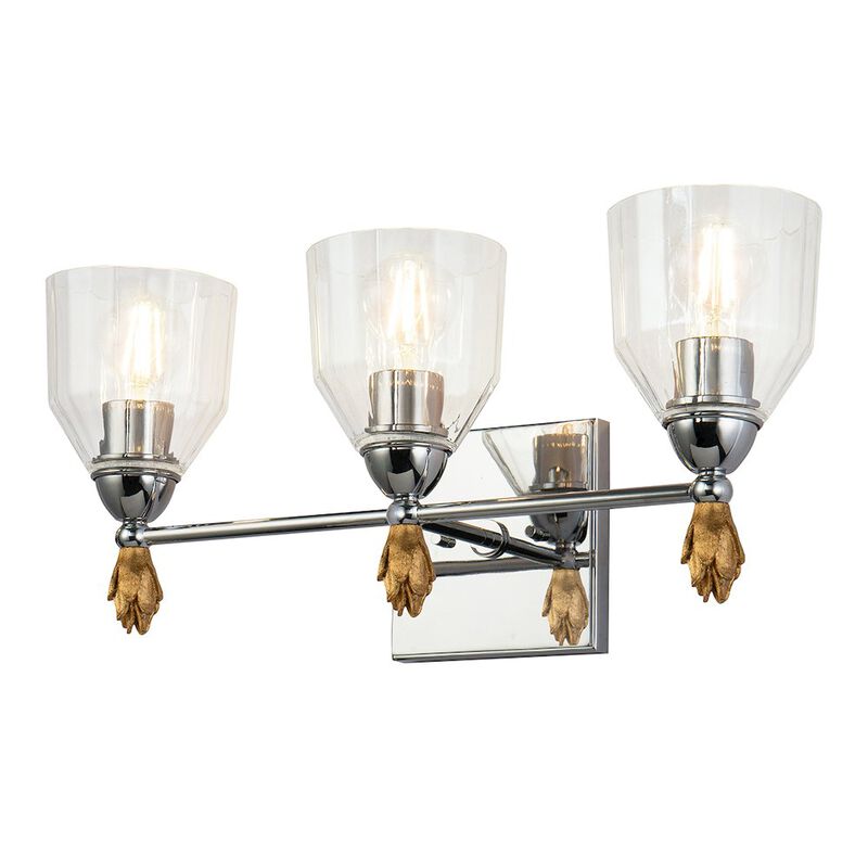 Lucas McKearn Felice 3 Light Vanity Light In Polished Chrome With Gold Accents