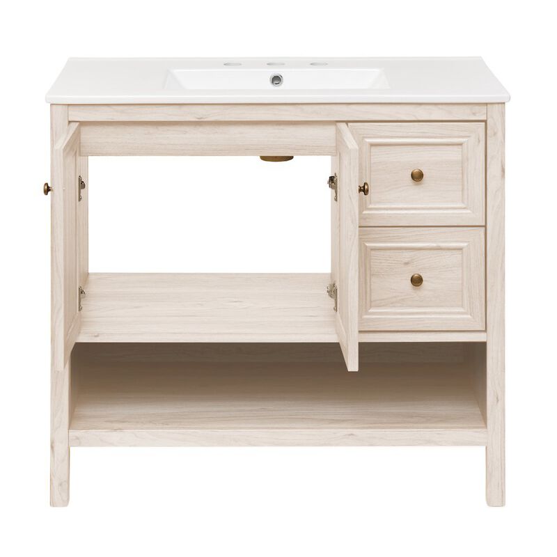 36" Freestanding Bathroom Vanity with 3-Hole Widespread Sink Top image number 3