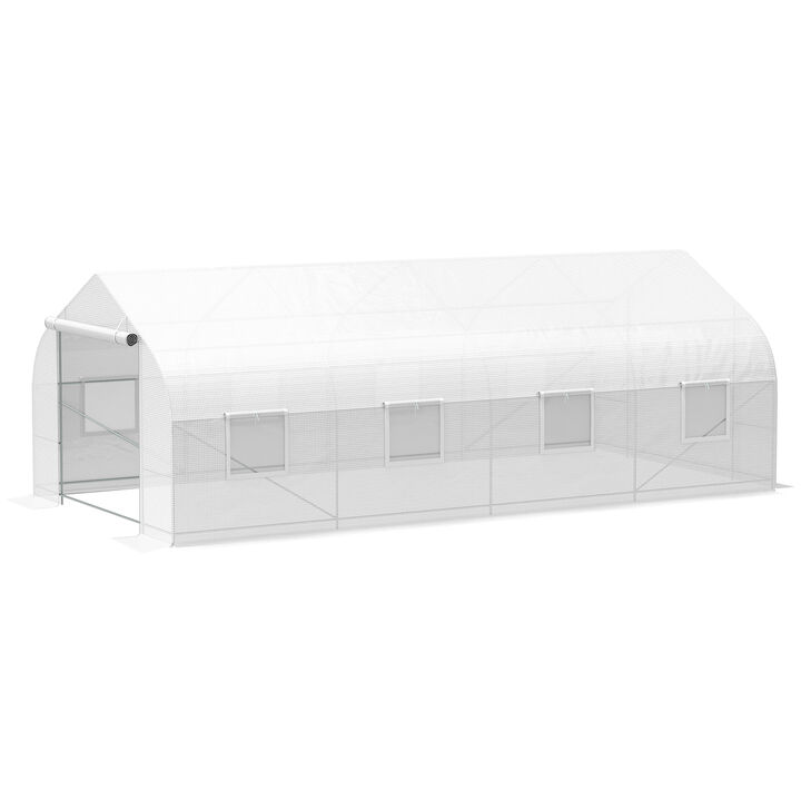 Outsunny 20' x 10' x 7' Outdoor Walk-in Greenhouse, Tunnel Green House with Roll-up Windows, Zippered Door, PE Cover, Heavy Duty Steel Frame, White