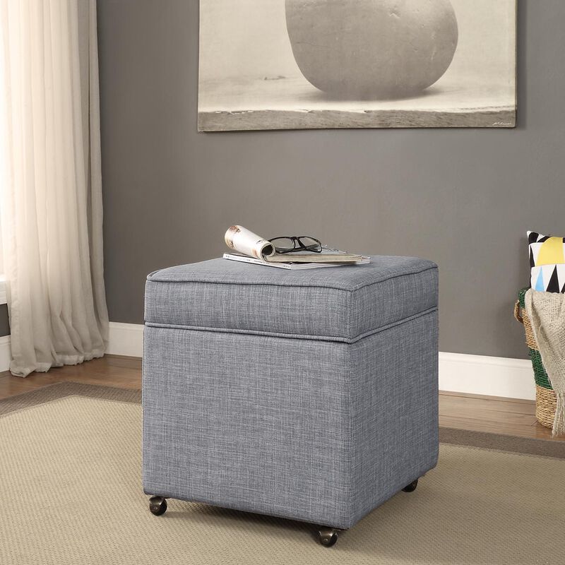 Inspired Home Francis Linen Ottoman