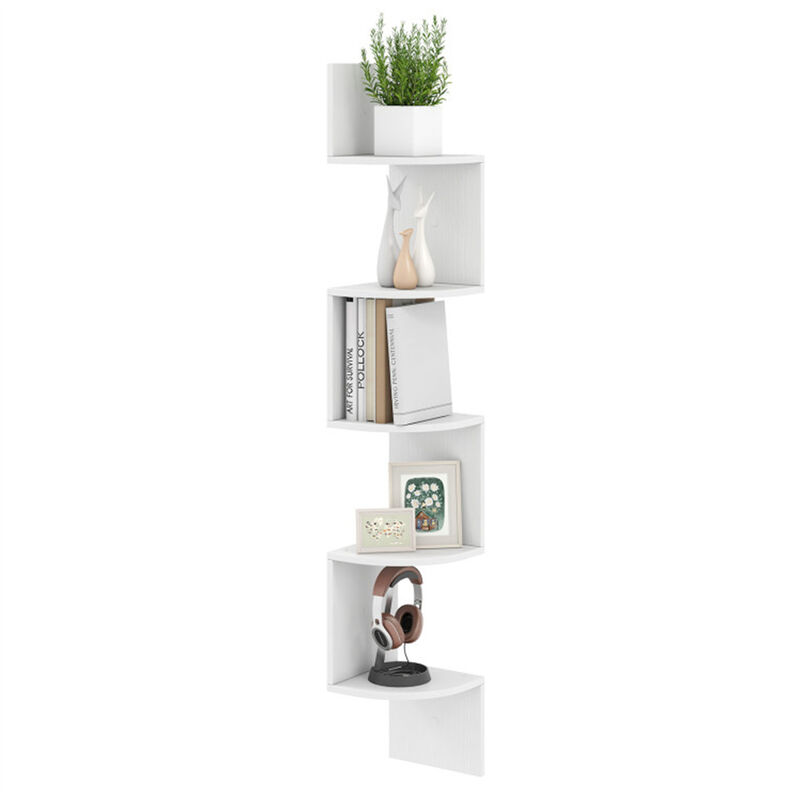 5-Layer Wall-Mounted Corner Shelf for Books and Home Decor image number 0