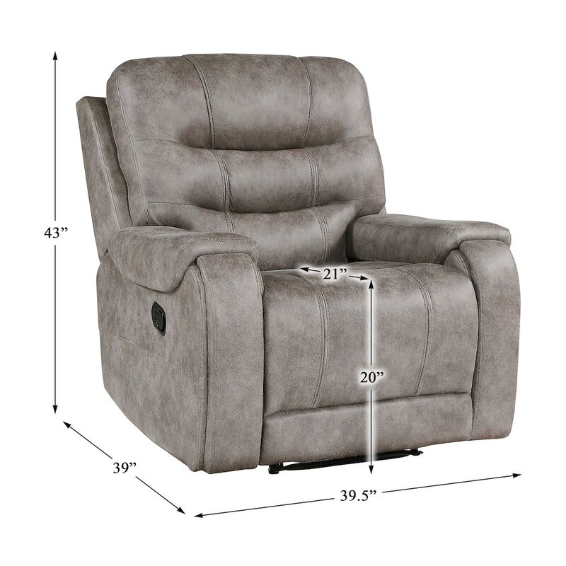 Lexicon Oberon Microfiber Reclining Chair In Grayish Brown