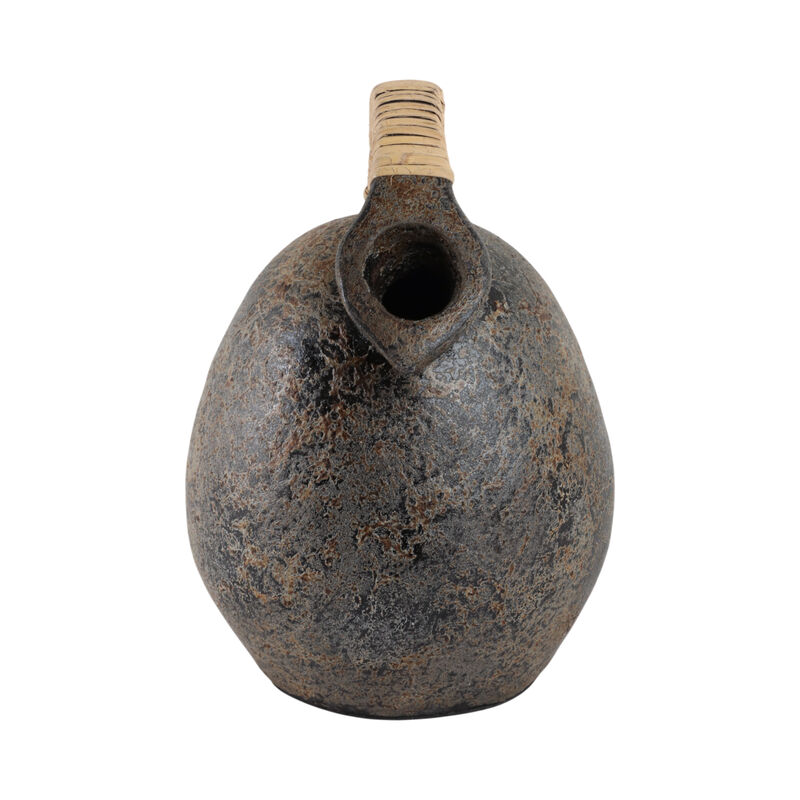 12" Terracotta Jug Vase, Gray image number 3