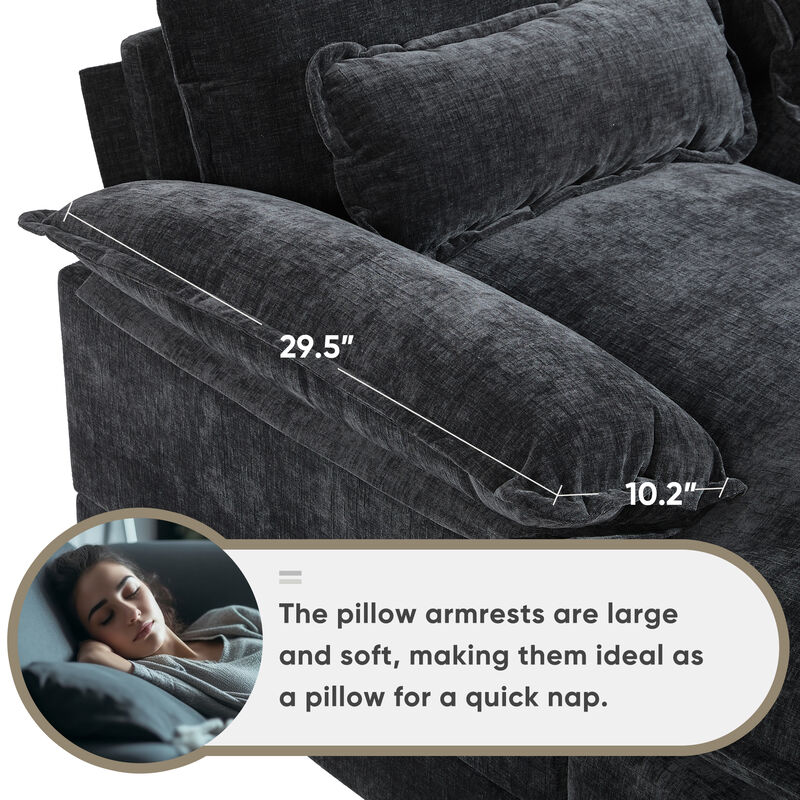 Merax U-Shaped Chenille Sectional Sofa with Double Chaise, Central Storage Console image number 3