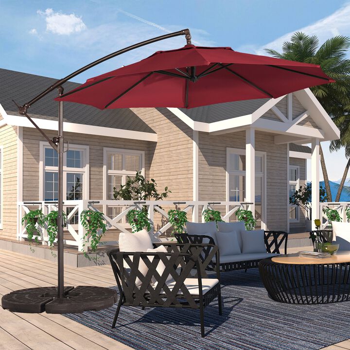 10 FT Cantilever Patio Umbrella Offset Patio Umbrella Crank Large Outdoor Umbrella Pool Umbrella for Backyard Garden Deck Pool, Navy Blue