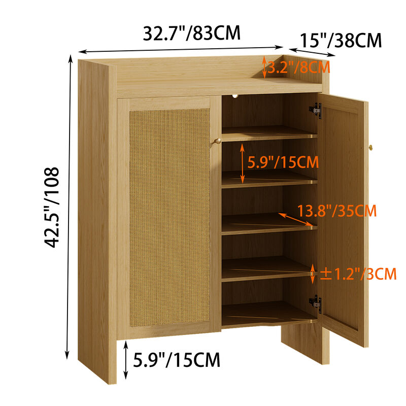 Tolnil 42.5" Tall Rattan Shoe Cabinet image number 8