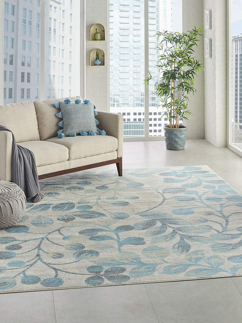 Tranquil TRA03 Ivory/Turquoise 8'10" x 11'10" Rug image number 1