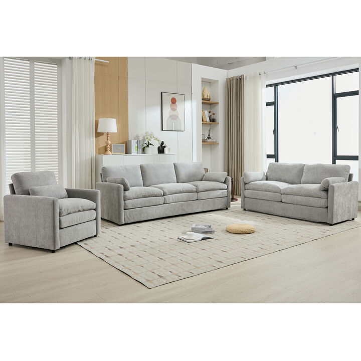 Merax Cozy Chenille Upholstered Sofa Set