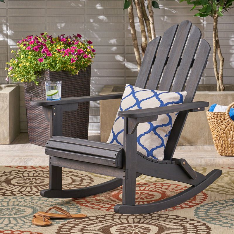 Hivvago Classic Wooden Adirondack Rocking Chair image number 1