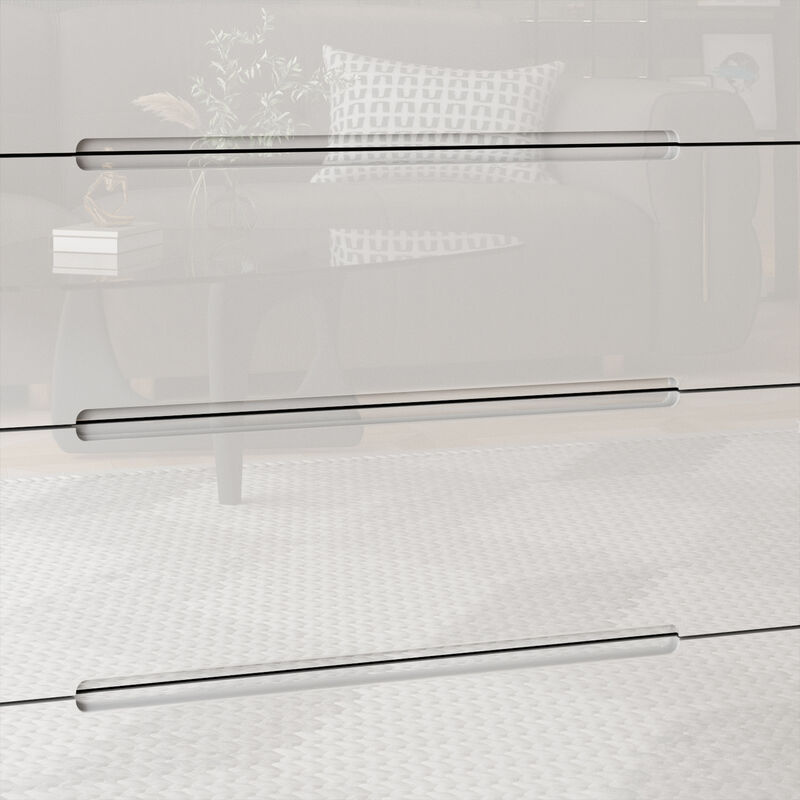 High Gloss White Wood 5-Drawer Chest of Drawers Storage Organizer With LED Lights (31.5 in. W x 42.6 in. H x 15.7 in. D)