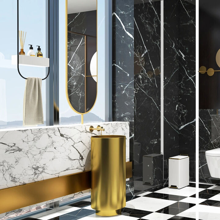 Deluxe stainless steel column basin Gold