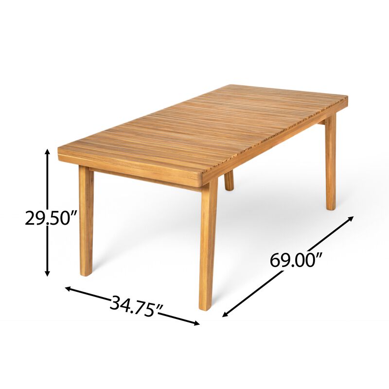 Slatted Top Patio Dining Table, 300lbs Weight Capacity Garden Table, Natural Wood Outdoor Dinner Table image number 3