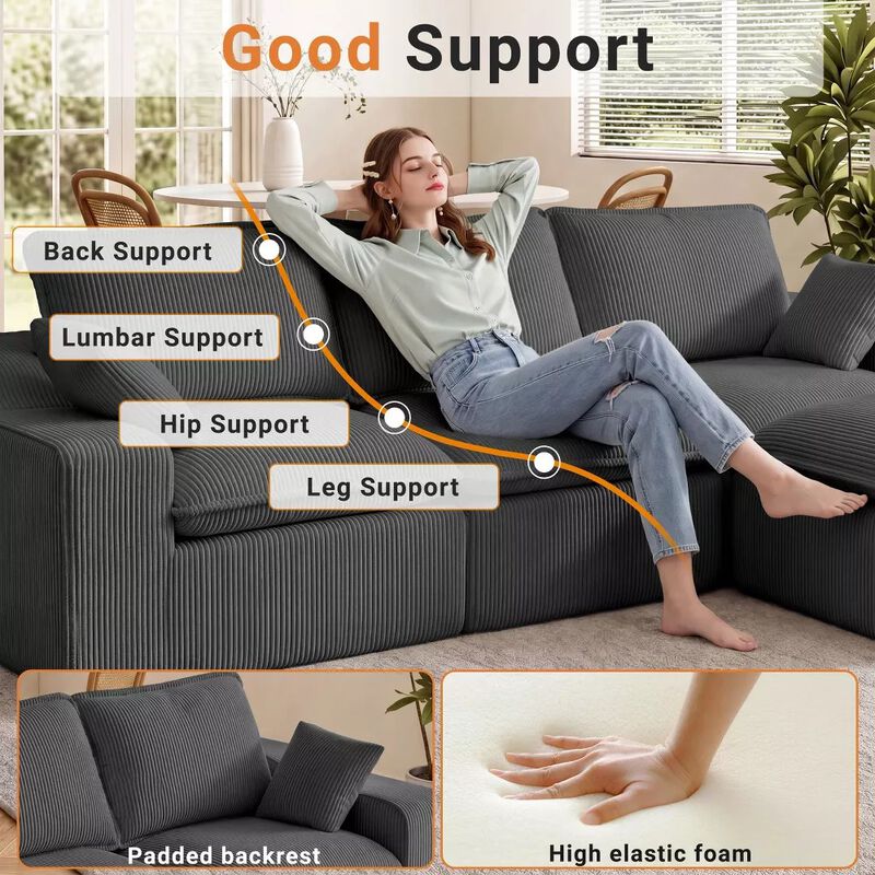107" Long-Shaped Modular Sectional Sofa image number 3