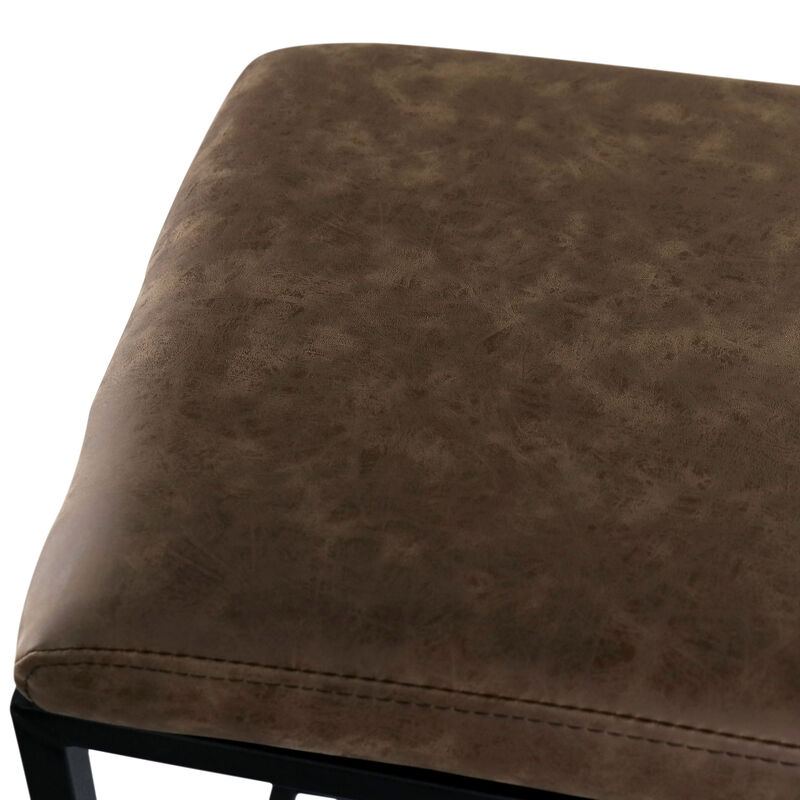 Elama 2 Piece Faux Leather Bar Chair in Brown with Black Base