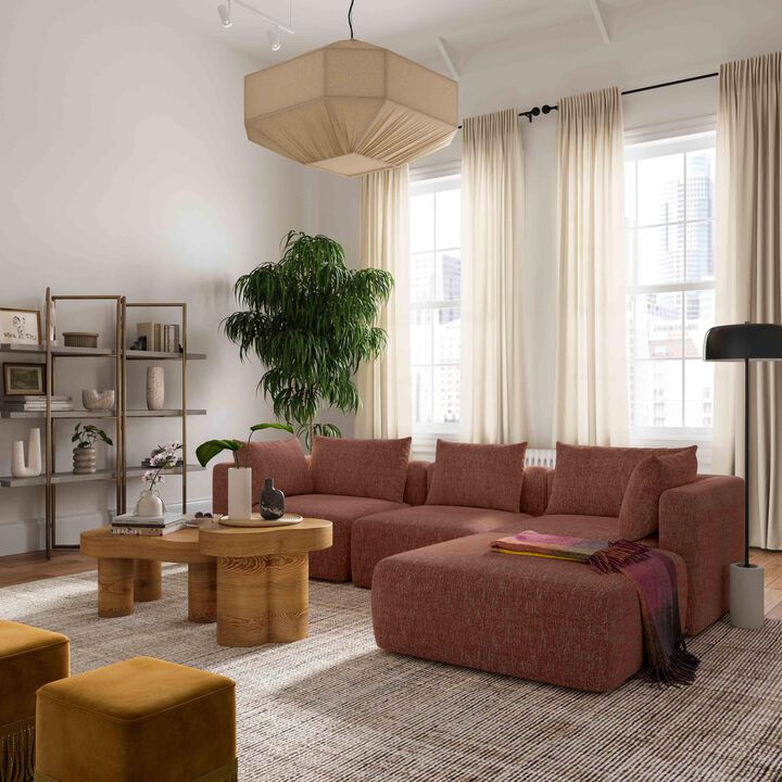 Hangover Textured Fabric 4-Piece Modular Sectional