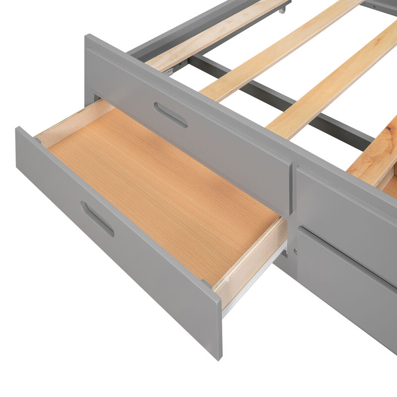 Merax Canopy Platform Bed with Trundle and  Storage Drawers