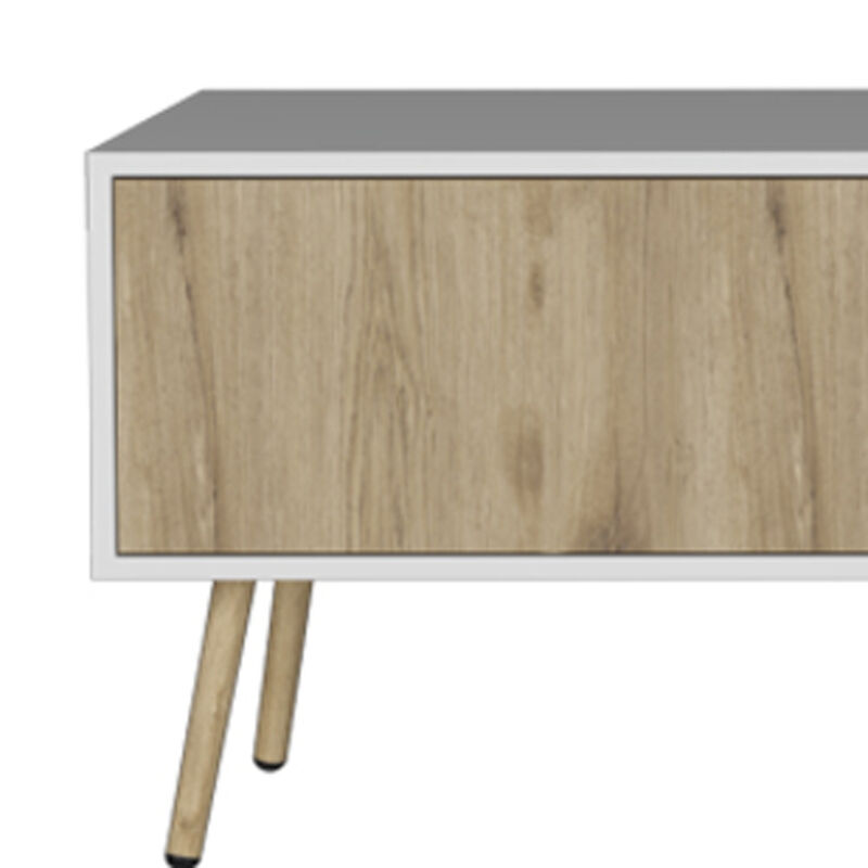 HomeRoots 71" White And Beige Enclosed And Open Storage TV Stand image number 2