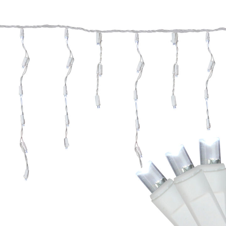 300 Count Cool White LED Wide Angle Icicle Christmas Lights  24.5 ft White Wire