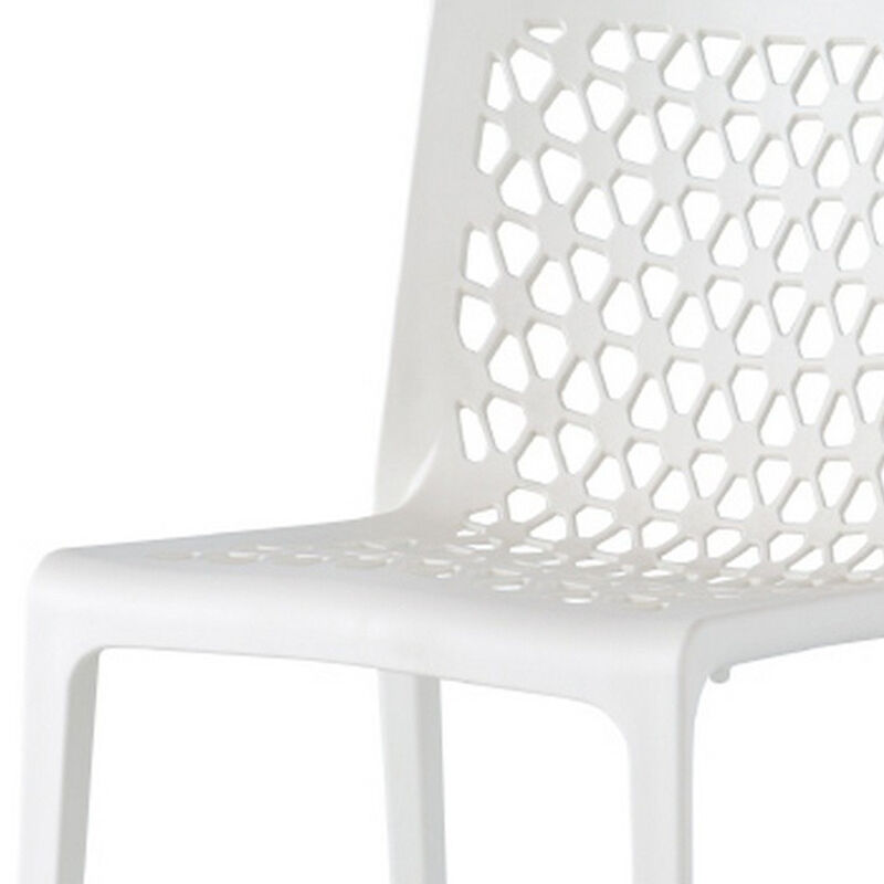HomeRoots Set of Two White Heavy Duty Plastic Outdoor Stacking Dining Chairs image number 2