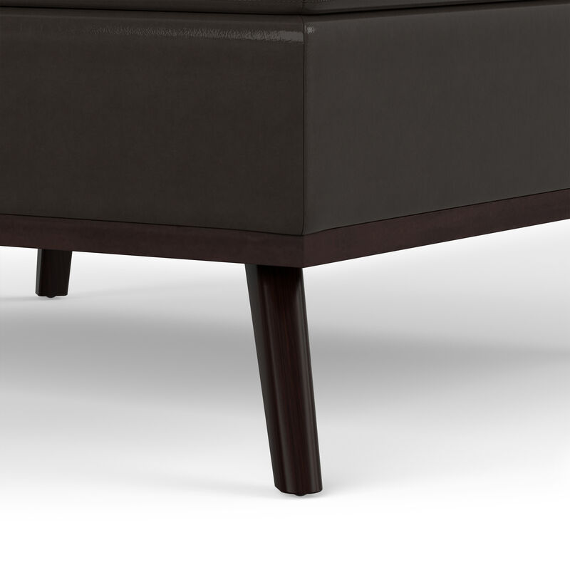 Owen 36 inch Wide Mid Century Modern Square Coffee Table Storage Ottoman in Tanners Brown Vegan Faux Leather, Assembled image number 6
