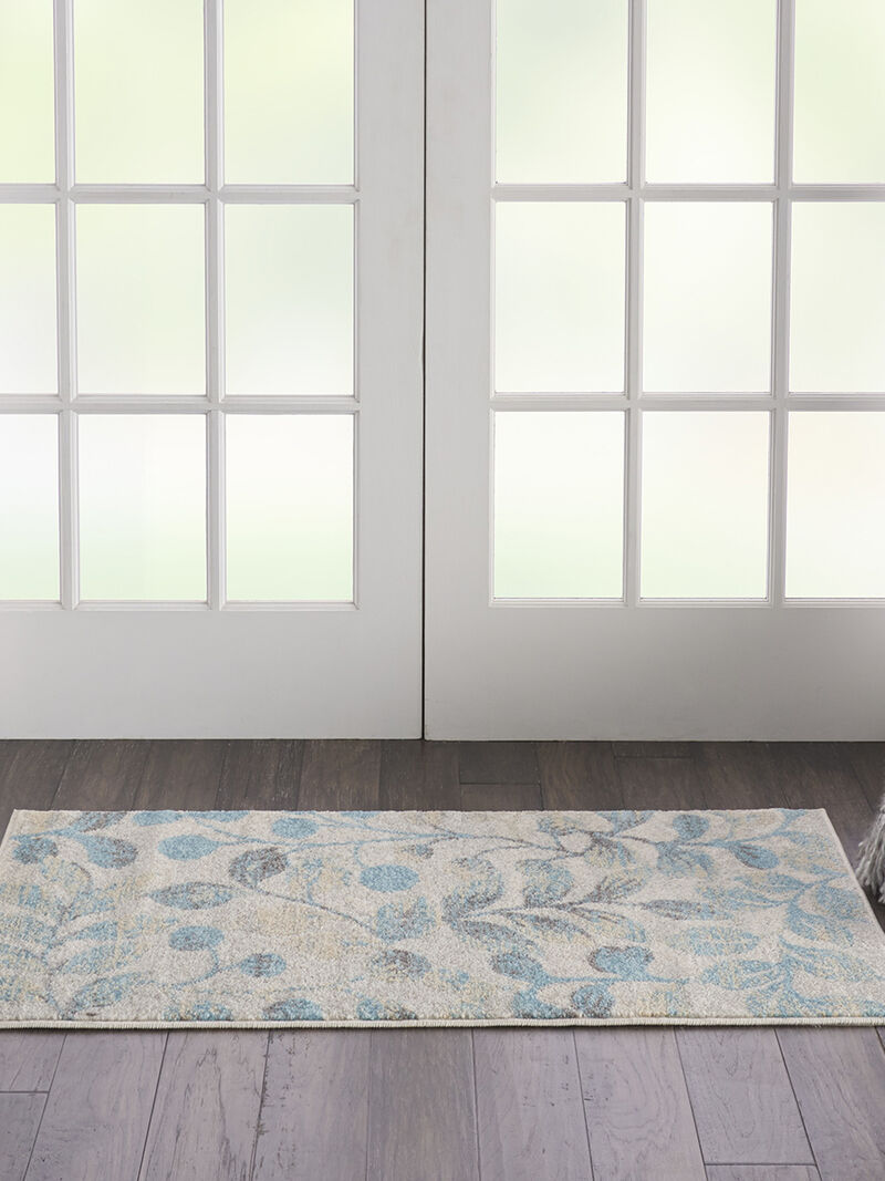 Tranquil TRA03 Ivory/Turquoise 2'3" x 7'3" Rug image number 5