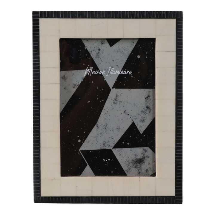 5x7" Etched Border Photo Frame, Ivory/ Black