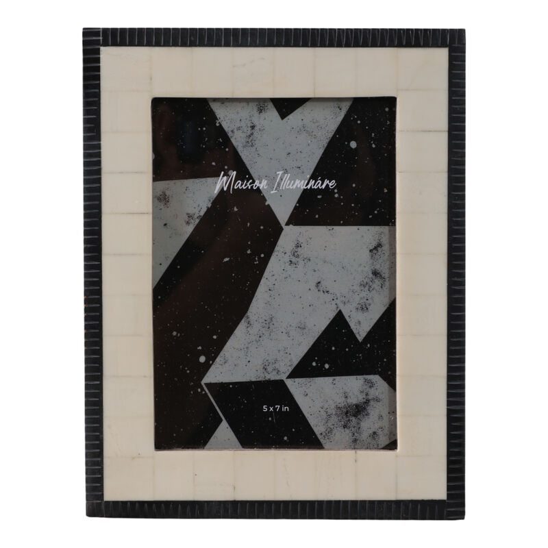 5x7" Etched Border Photo Frame, Ivory/ Black image number 0