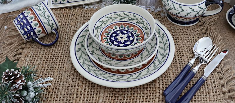 Blue Rose Polish Pottery Blue Tulip 4 Piece Place Setting - Service for 1