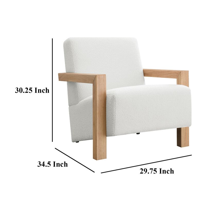 Fitz Accent Chair, Soft Ivory Boucle Cushions, Natural Brown Wood image number 4