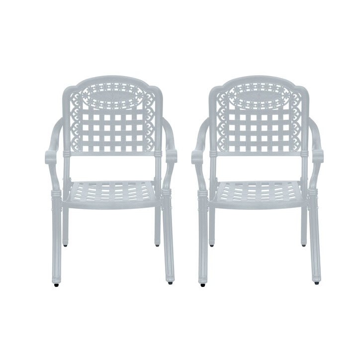 MONDAWE Cast Aluminum Patio Dining Chairs Outdoor Armchair (Set of 2)